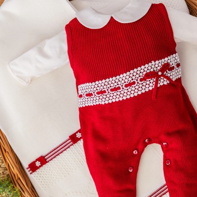 Saída de maternidade Leticia Vermelho e off white